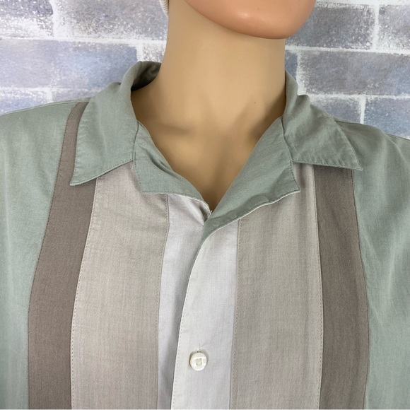 Men’s AXIST Washable Silk Button Up Collared Short Sleeve Shirt Size XXL Seafoam - Picture 5 of 13